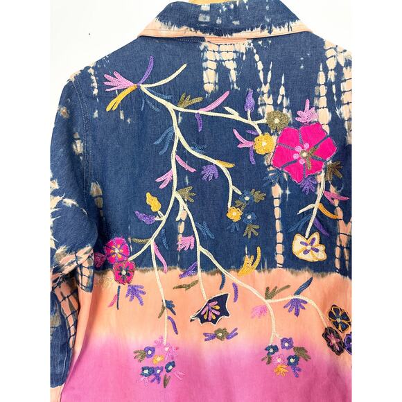 90s Boho Tie Dye Embroidered Jacket - Picture 5 of 10